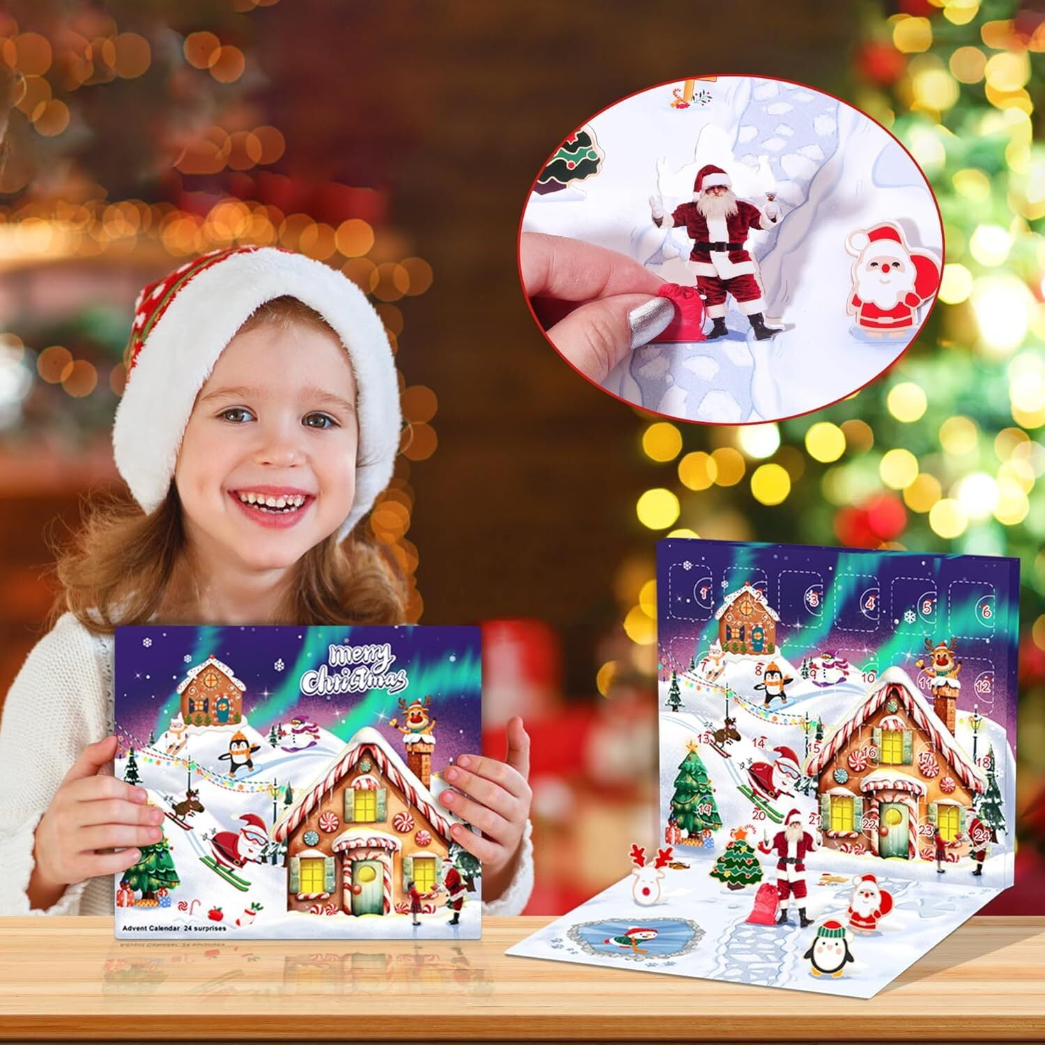 24 Days Christmas Advent Calendar Jewelry Making Kit, DIY Craft Set with Charms, Beads, Bracelet for Kids, Teens, Women