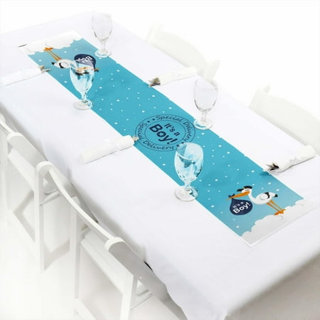 

Big Dot of Happiness Boy Special Delivery - Petite Blue It s a Boy Stork Baby Shower Paper Table Runner - 12 x 60 inches