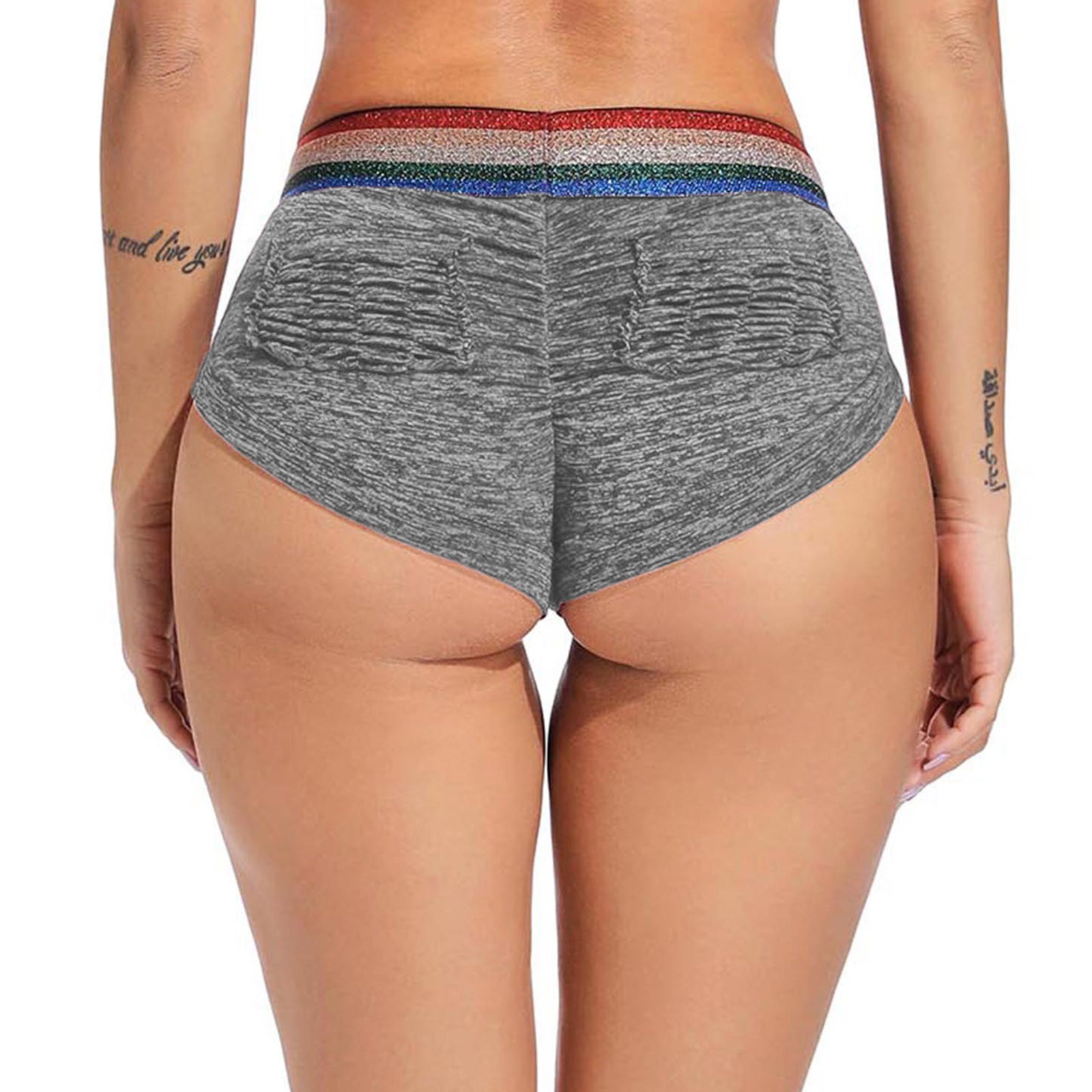 CROSS1946 Women's Seamless Sports Yoga Running Pole Shorts High Waist Tummy Control Cycling Shorts Summer Hot Pants