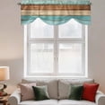 thumbnail image 2 of Farmhouse Aqua Brown Tie Up Valance Curtains for Windows, Kitchen Curtains Window Treatments, Vintage Wooden Striped Short Window Shades Valances for Bedroom Bathroom Cafe 54"x18", 2 of 8