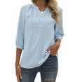 thumbnail image 3 of Primavera y novedad de verano para mujer, camisa de manga media con cuello levantado, top holgado informal con bola de piel jacquard WERSEON Modelo, 3 of 13