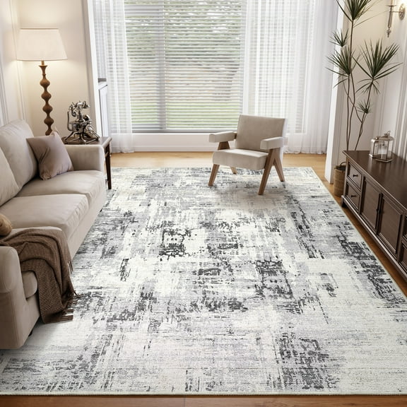 8'x10' Area Rugs for Living Room Distressed Abstract Machine Washable Rugs Low Pile Non Slip Carpet for Bedroom Dining Room