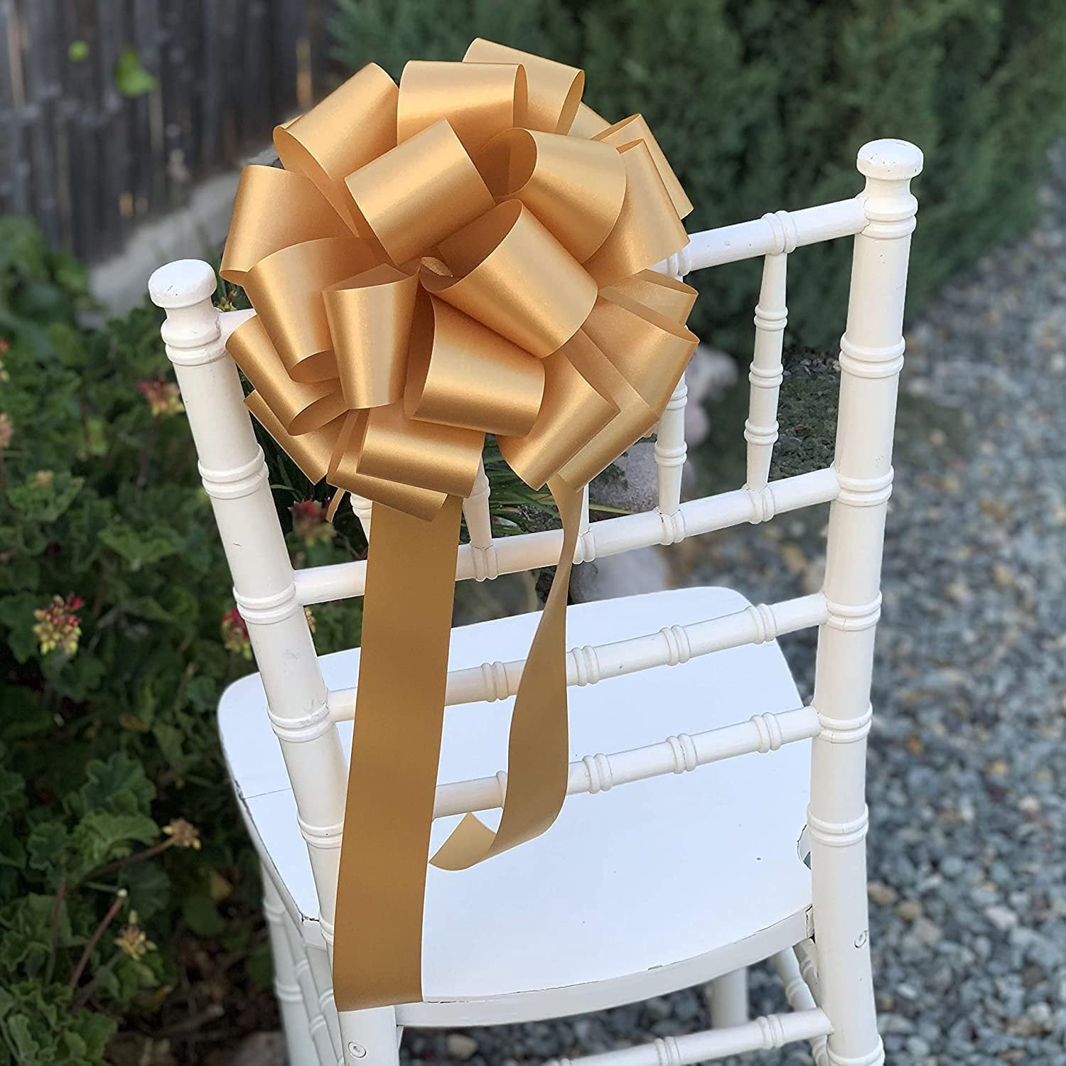 Big Decorative Gold Ribbon Pull Bows with Tails - 9" Wide, Set of 6, Christmas, St. Patrick's Day, St. Paddy's Day, Gift Wrapping, Wreaths, Bows, Present