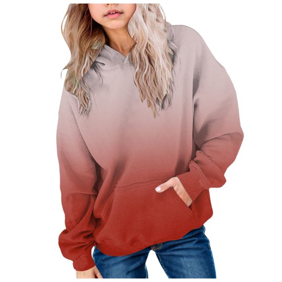 eczipvz Hoodies for Teen Girls Girl's Hoodies Graphic Sweatshirts Long Sleeve Pullover Tops Brick Red,160