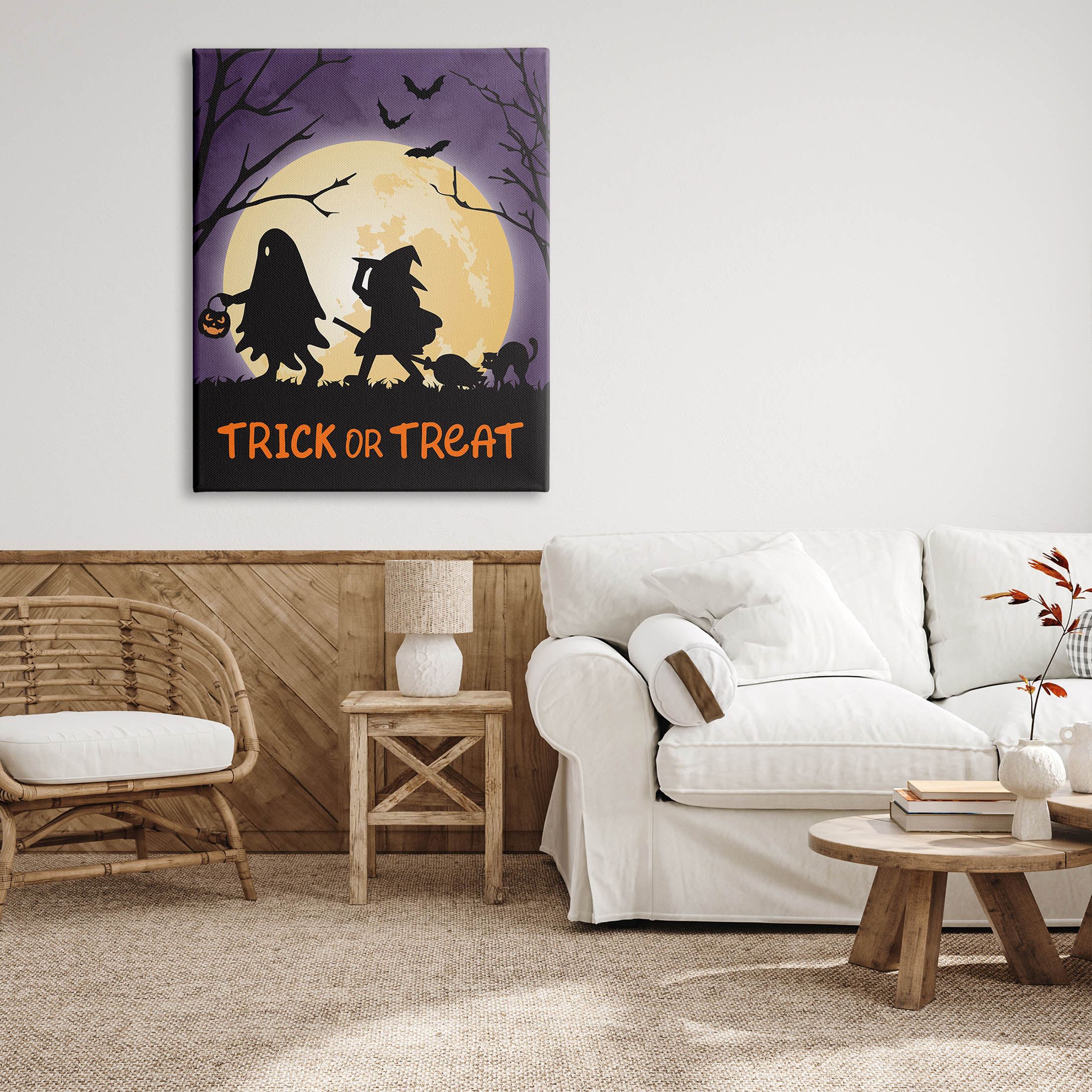 Stupell Industries Trick Or Treat Halloween Silhouettes Graphic Art Gallery Wrapped Canvas Print Wall Art, Design by Linda Birtel