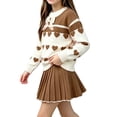 thumbnail image 3 of Agkizg Kids Girls Clothing Set Pullover 2 Piece Outfit Knit Crewneck Top Midi Skirt Casual Set, 3 of 6