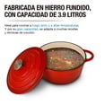 thumbnail image 3 of Olla de Hierro Fundido Esmaltado Roja Dutch Oven con Tapa 3.9 Litros CASA LITUS 3.9 Litros tipo Dutch Oven Mod. Róterdam, 3 of 10