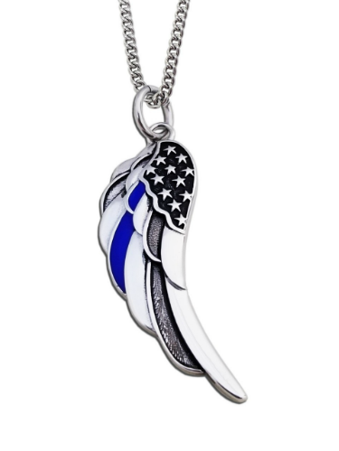 Stainless Steel Angel Wing-Thin Blue 