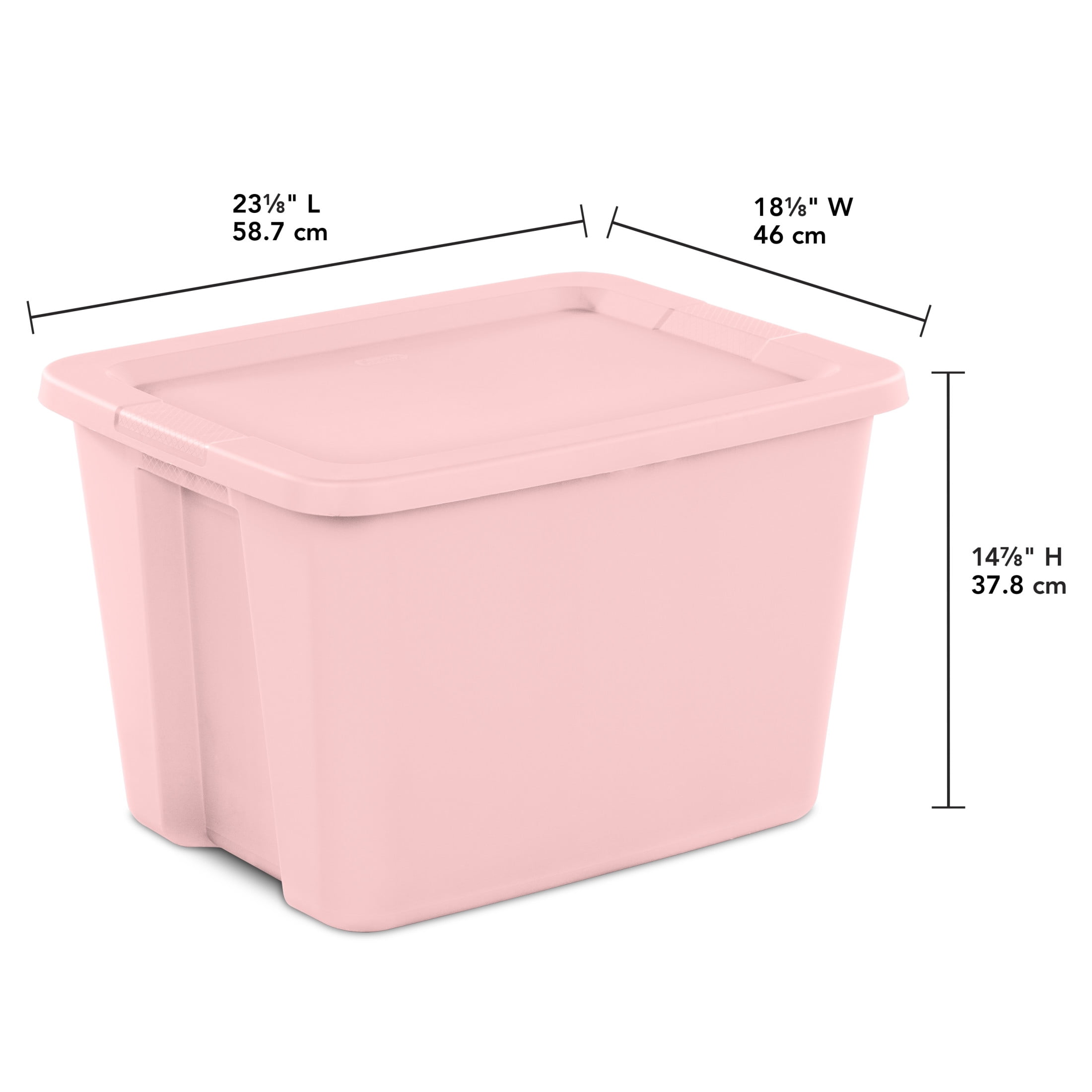 Sterilite Large Storage Bin, 18 Gallon Plastic Storage Container with Snap-On Lid, Pink