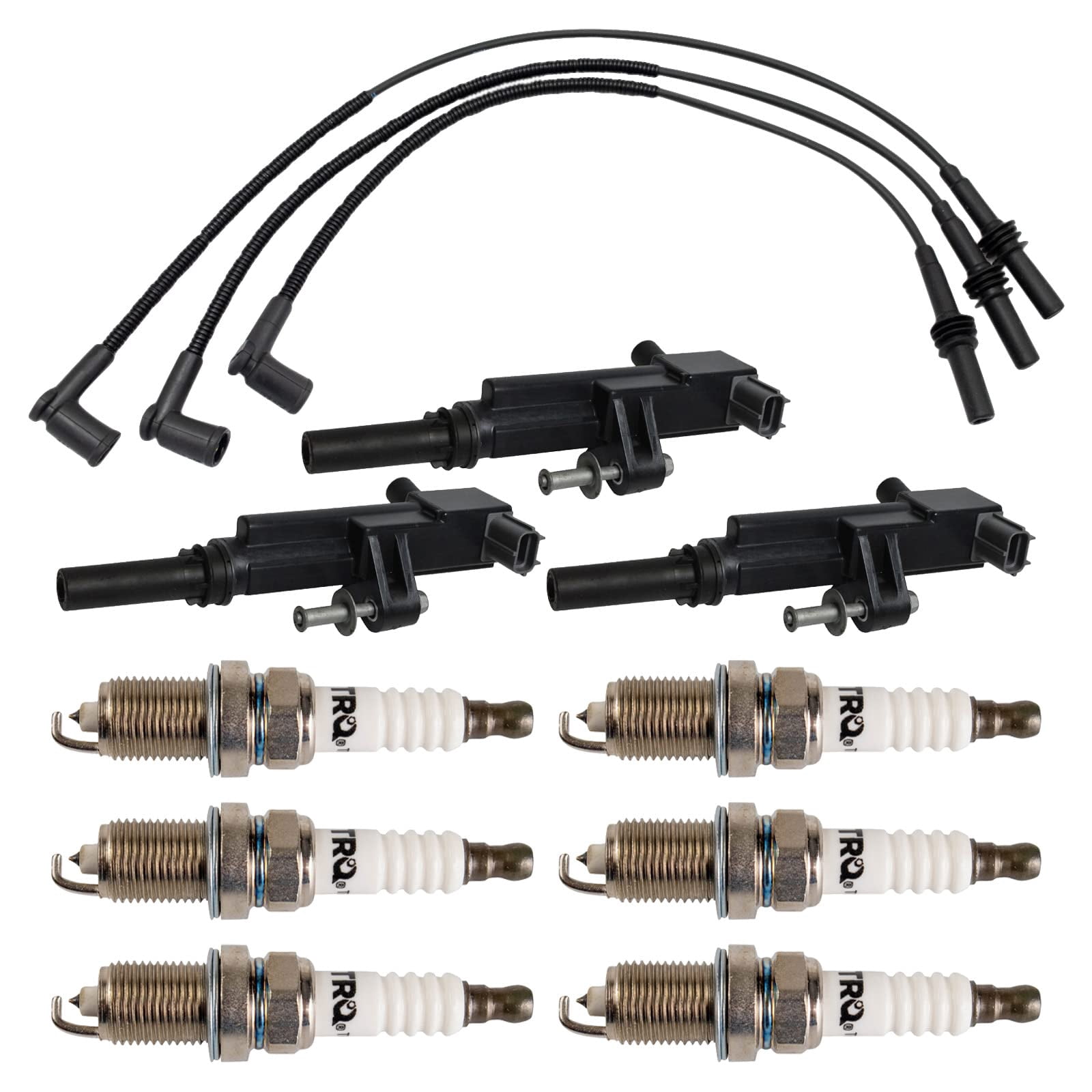 TRQ Ignition Coils Wires & Spark Plugs Fits 2009-2012 Dodge Jeep Mitsubishi Ram TKA06258