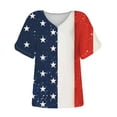 thumbnail image 4 of Itsame 4th of July Shirts Women Independence Day Short T-Shirt Sleeve American Flags Printed Short Sleeve Top, V-Neck red, 4 of 4