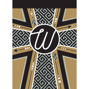 Magnolia Gardens FLAG-5017 13 x 18 in. Double Applique Monogram W Cross Burlap Garden Flag