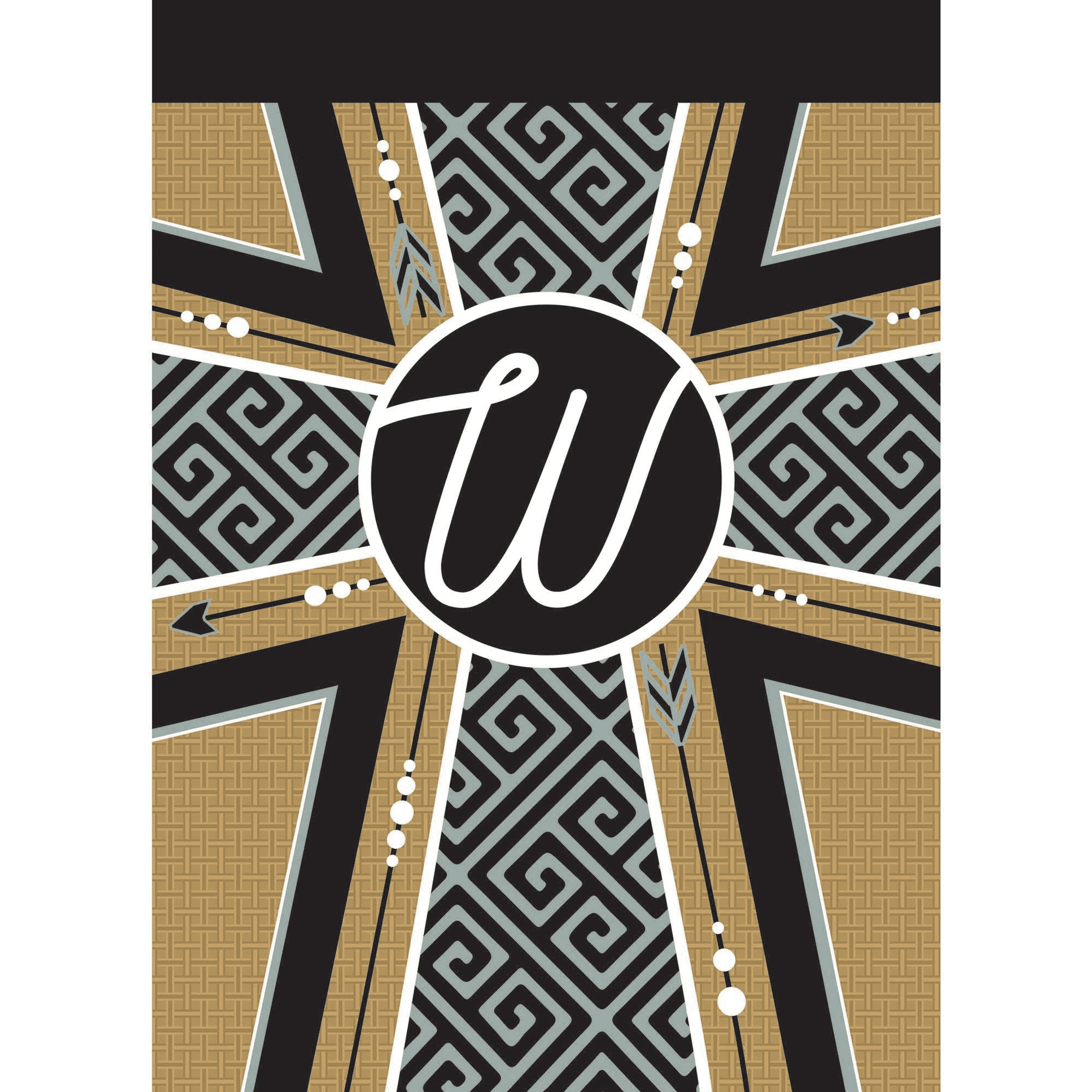 Magnolia Gardens FLAG-5017 13 x 18 in. Double Applique Monogram W Cross Burlap Garden Flag