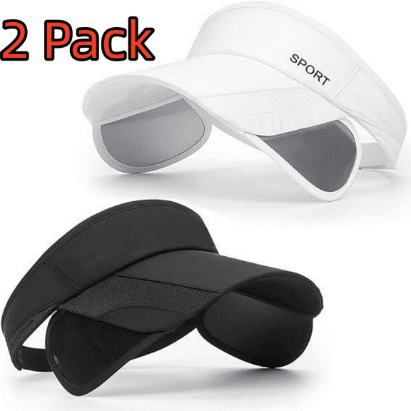 2 Pack Sun Golf Visor Hats for Women, Adjustable Retractable Brim Golf Cap Beach Hats for Women