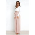 thumbnail image 4 of Pantalones Palazzo de Pierna para Mujer, con Cinturón, Cintura Alta, Informales, Holgados, Largos y con Bolsillos. Albaricoque S, 4 of 8