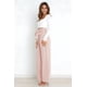 thumbnail image 4 of Pantalones Palazzo de Pierna para Mujer, con Cinturón, Cintura Alta, Informales, Holgados, Largos y con Bolsillos. Albaricoque S, 4 of 8