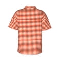 thumbnail image 3 of Balery Orange Gingham Print Men's Hawaiian Shirts Short Sleeve Beach Shirt Relaxed Fit Vacation Button Down Shirts-3X-Large, 3 of 9