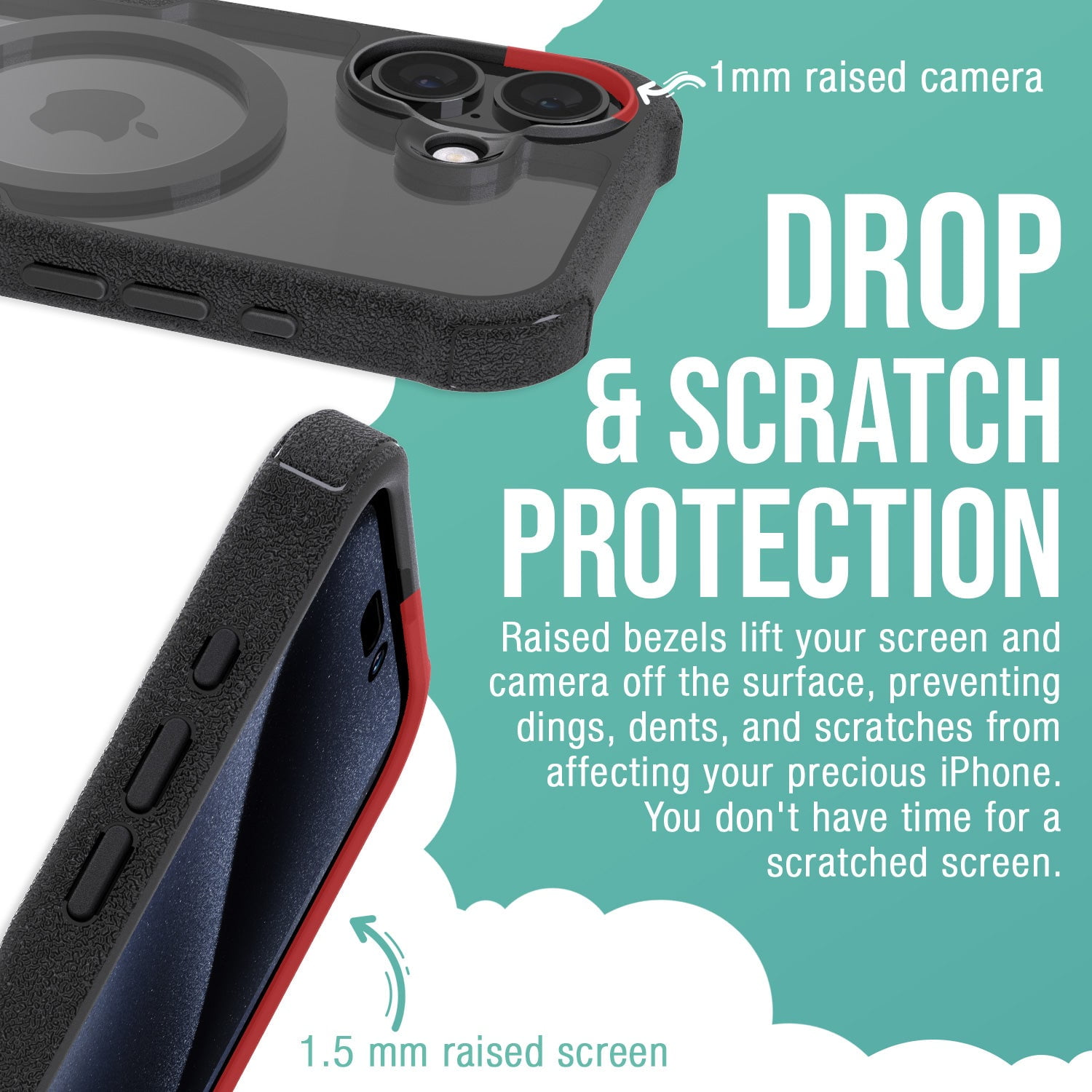 Smartish® iPhone 16 Protective Magnetic Case - Gripzilla Compatible with MagSafe [Rugged + Tough] Heavy Duty Grip Armored Slim Cover w/ Drop Tested Protection for Apple iPhone 16 - Clearly Black