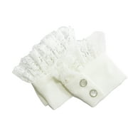 HGYCPP 1Pair Women Sweater Decorative Chiffon Fake Flare Sleeves Floral Lace Pleated False Cuffs Wrist Warmers with Button