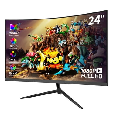REHISK 24'' FHD IPS PC Curved Gaming Monitor, 1ms, 100Hz, 99% sRGB, Adaptive Sync, Ultra Slim Frame, VESA Mountable, HDMI, DisplayPort, Black