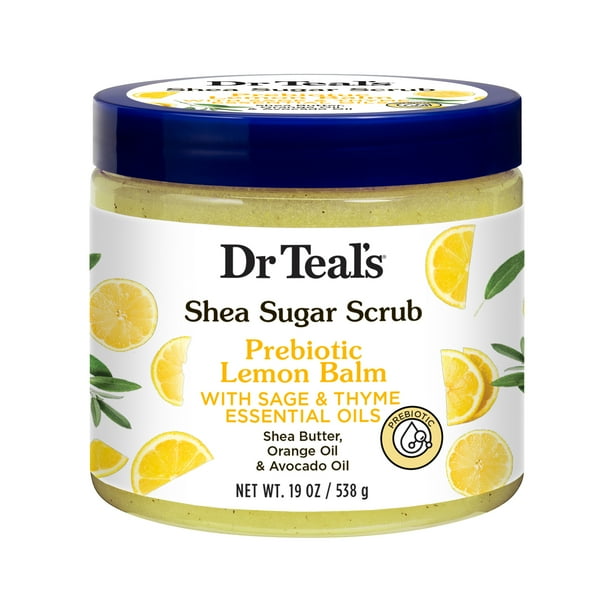 Dr Teal's Shea Sugar Body Scrub with Prebiotic Lemon Balm and Essential
