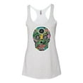 thumbnail image 3 of Wild Bobby, Day Of The Dead Calavera Skull Colorful Trippy | Womens Pop Culture Premium Tri-Blend Racerback Tank Top, Heather White, Large, 3 of 4