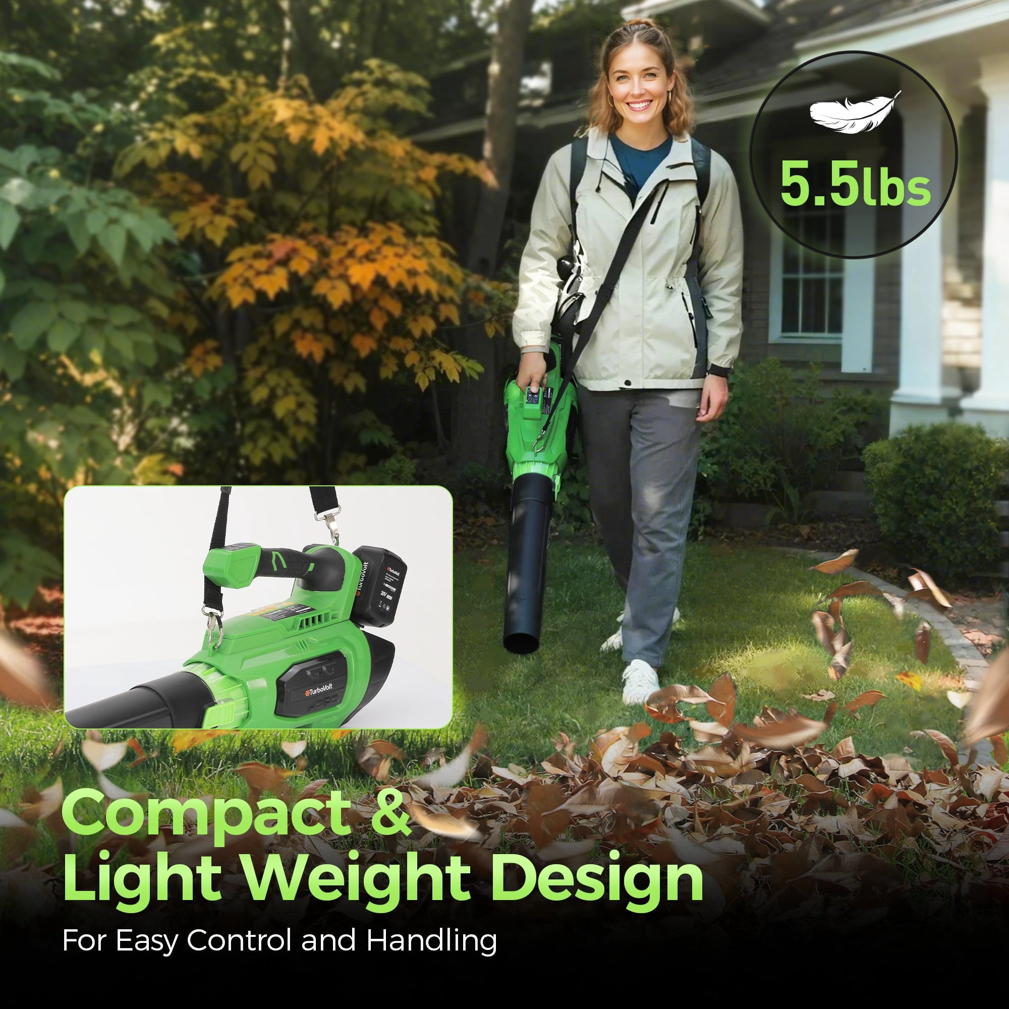 MF Studio 40V Cordless Leaf Blower, 620CFM 150MPH Electric Blower with Brushless Motor for Patio Cleaning & Lawn Care, Includes 2×5.0Ah Batteries and Charger