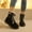 #011-Black, variant on Wowcloth Women's Winter Fleece-Lined Ankle Boots – Cozy Round-Toe Front Lace-Up Low Heel Snow Boots for Casual Outdoor Wear