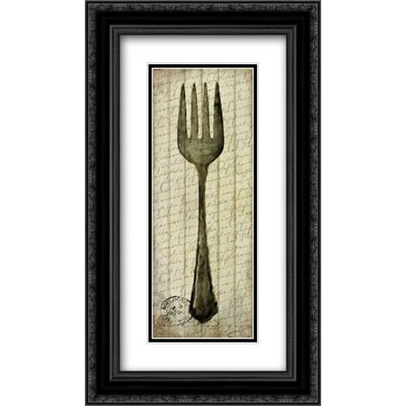 Allen Antique Lighting - Antique Fork 2x Matted 14x24 Black Ornate Framed Art Print by Allen, Kimberly