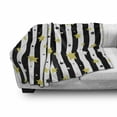 thumbnail image 3 of Striped Soft Flannel Fleece Blanket, Black and White Lines Background with Big and Small Stars Pattern Print, Cozy Plush for Indoor and Outdoor Use, 60" x 80", Black White and Yellow, by Ambesonne, 3 of 6