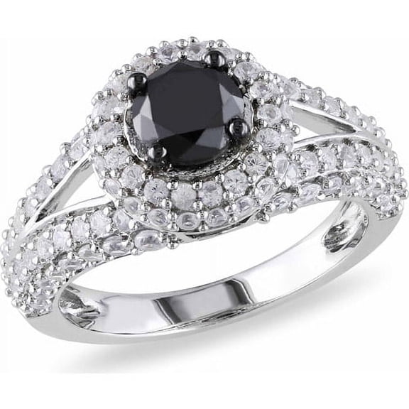 Everly Women's Diamond and Created Sapphire Sterling Silver Engagement Ring