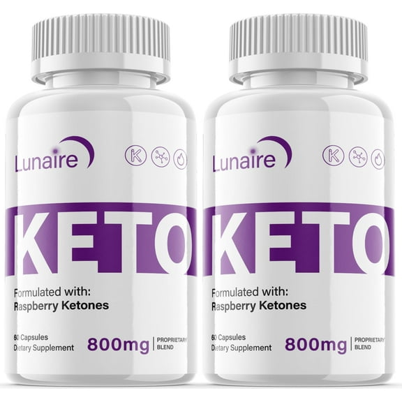 (2 Pack) Lunaire - Keto Weight Loss Formula - Energy & Focus Boosting Dietary Supplements for Weight Management & Metabolism - Advanced Fat Burn Raspberry Ketones Pills - 120 Capsules