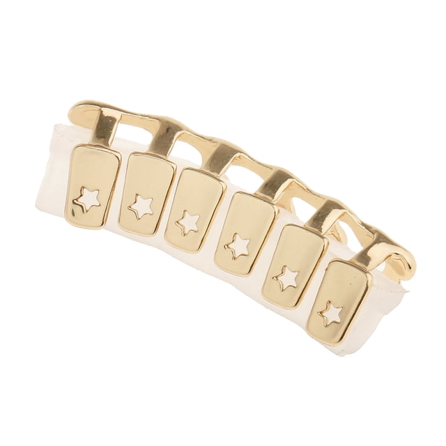 Oro de 18k plateó los dientes de encargo del salto de la cadera dientes de los dientes de los dientes inferiores cosplay Sunnimix Gorra de dientes de oro de 18 quilates