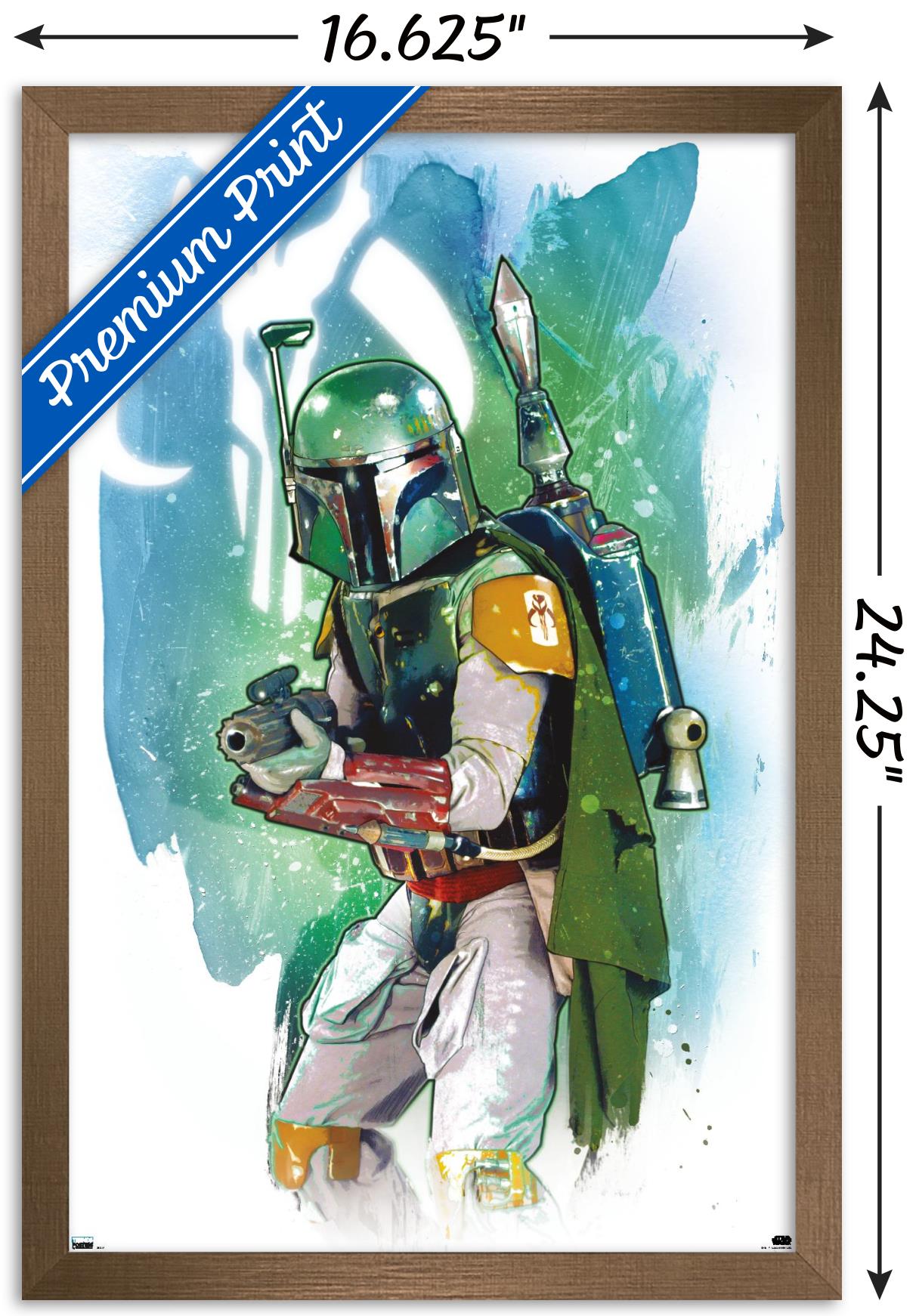 Star Wars: Saga - Boba Fett - Water Color Wall Poster, 14.725" x 22.375", Framed