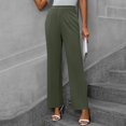 thumbnail image 5 of WTOBBY Women's Autumn Ready Straight Leg Dress Pants in Nine Point Harlan Style for Business Casual Office Wear, Weekend Events and Seasonally Appropriate Smart Style,Army Green L, 5 of 5