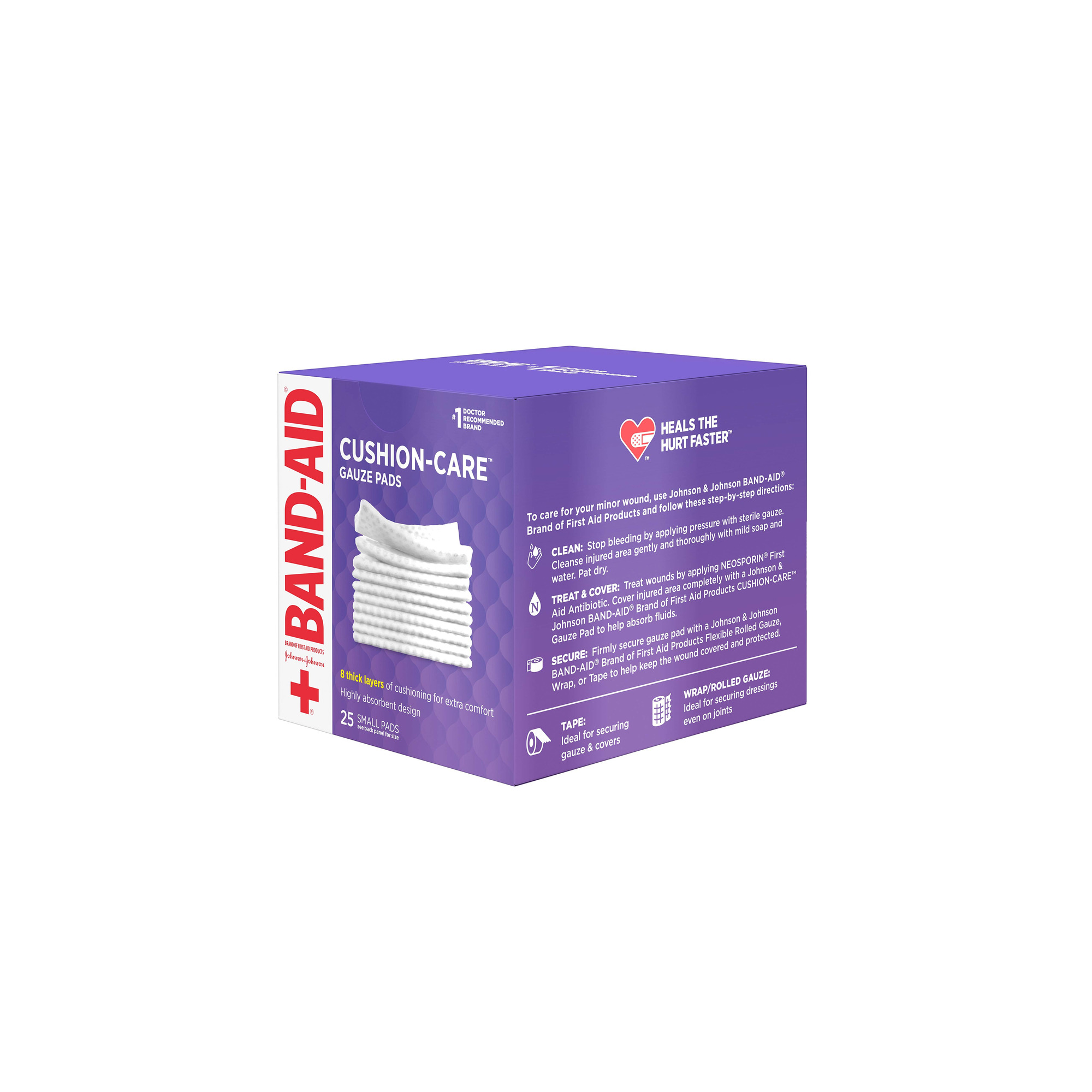 Band-Aid Brand Small Cushion Care Thick Gauze Pads 2 in X 2 in 25 Ct (Pack of 24)