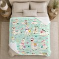 thumbnail image 4 of Flower Crown Llama Grid in Whimsical Cartoon Style for Kids, Sunglasses Hearts Mint Scene, Cozy Flannel Blanket for Bedroom and Playroom, Birthday Gift, Llama Home Decor, 4 of 7