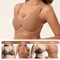 thumbnail image 2 of Qylux Womens Wireless Jelly Bras No Underwire Seamless Push Up Supportive Full Coverage Comfortable Everyday Tshirt Bralettes,Coffee, 2 of 7