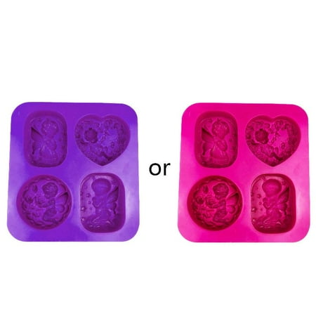 

4 Cavity 3D Angel Silicone Cake Mold Chocolate Sugarcraft Decorating Fondant Handmade Soap Mould Mousse Dessert Pastry Molds