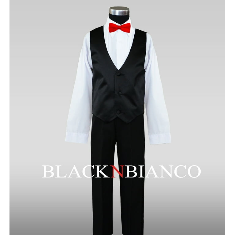 Big Boys Tuxedos in Black with Vibrant Red Bow Tie