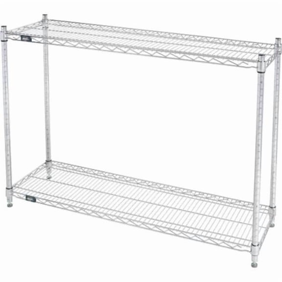 Global Industrial 12483C2 Nexel 2 Shelf Chrome Wire Shelving Unit Starter, Chrome - 48 x 12 x 34 in.