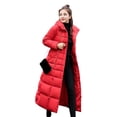 thumbnail image 5 of Winter Women Cotton Jacket Detachable Hood Neck Protection Long Sleeves Pockets Knee Length Zipper Closure Padded Coat Solid Color Windproof Outwear Parka, 5 of 8