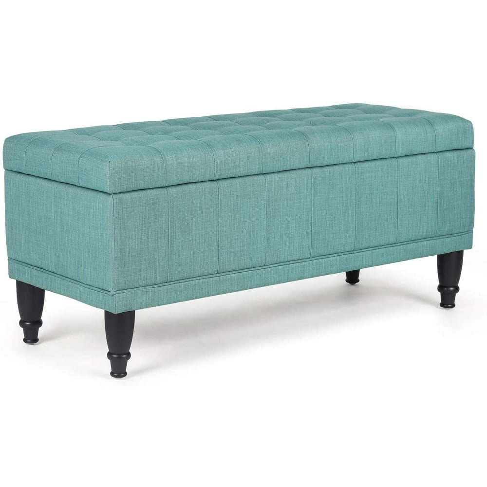 Homebeez 41ââ Tufted Rectangular Storage Ottoman Bench Light Teal Green - Walmart.com - Walmart.com
