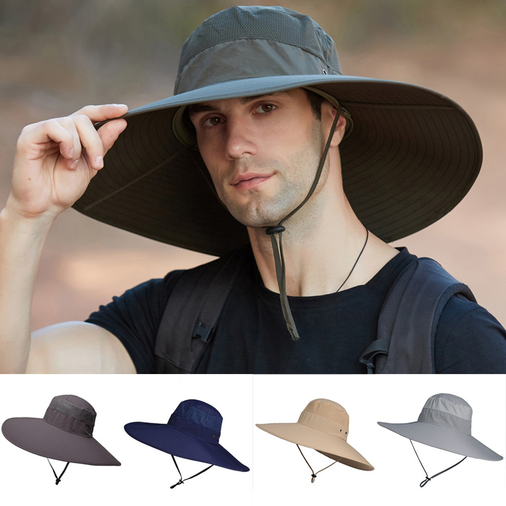 Hesxuno Foldable Sun Hat Men Outdoor Sun Protection Fisherman Foldable