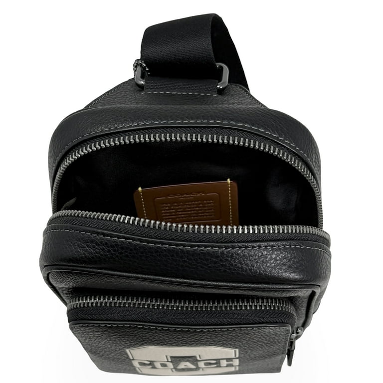 Coach Men's Small Racer Sling Pack with Varsity Motif (Black