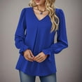 thumbnail image 5 of Weardear Women's Long Sleeve V Neck Dress Chiffon Tops Tee Casual Shirts Loose Elegant Work Blouse Spring Fall, 5 of 6