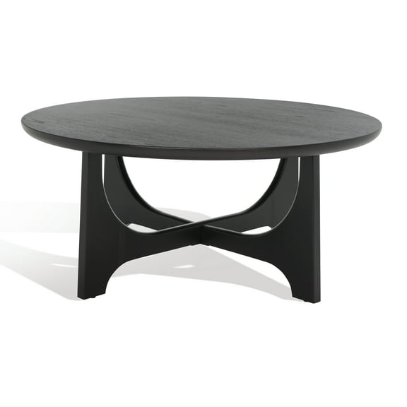 SAFAVIEH Couture Sasha Mid-Century Round Oak Veneer Coffee Table, Black