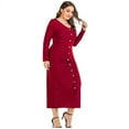 thumbnail image 4 of Vestido informal ajustado con escote en V y botones a presión para mujer, 4 of 6