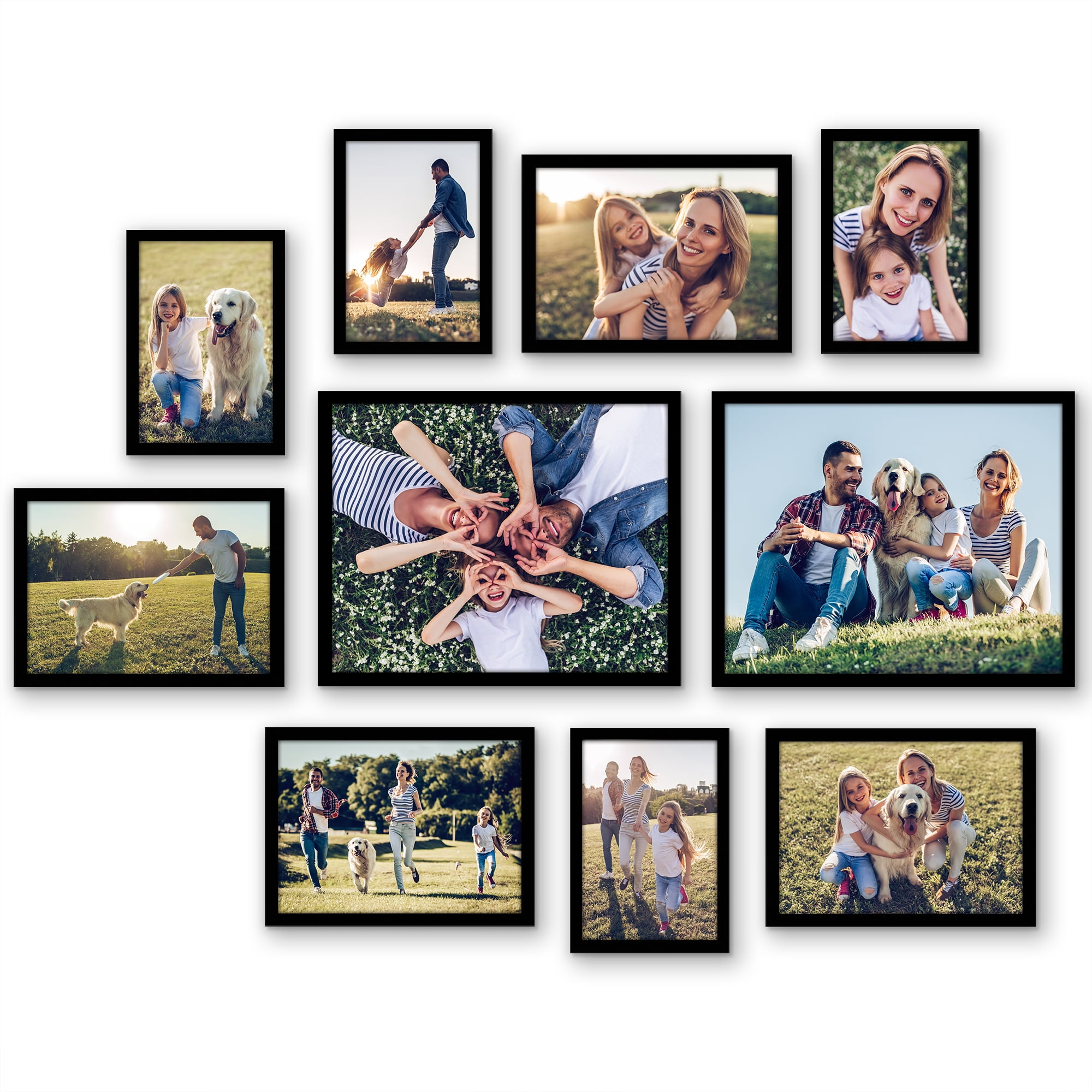 Americanflat 8x10, 5x7, 4x6 Picture Frame with Shatter-Resistant Glass 10 Pack Frames Gallery Wall - Black
