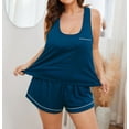 thumbnail image 4 of Plus Size Pajama for Women Sleeveless Sleepwear Set 2 Piece Ladies Tank Top with Pockets and Shorts Soft Loungewear, 4 of 10
